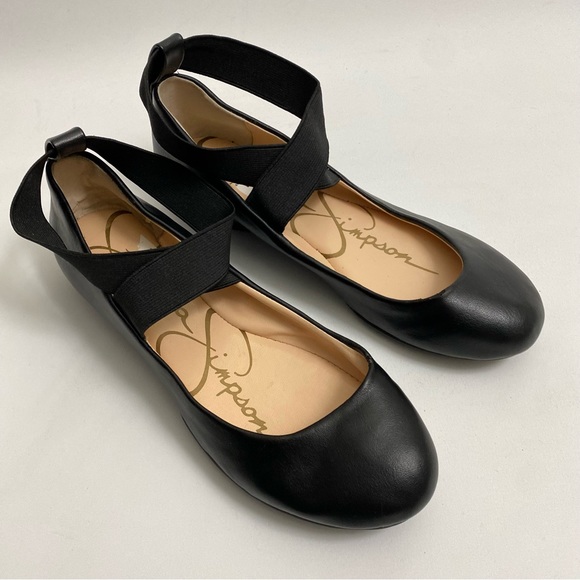 Jessica Simpson Ankle Wrap Ballet Flat Ballerina Shoes 5 M Black Slip On - Picture 1 of 13